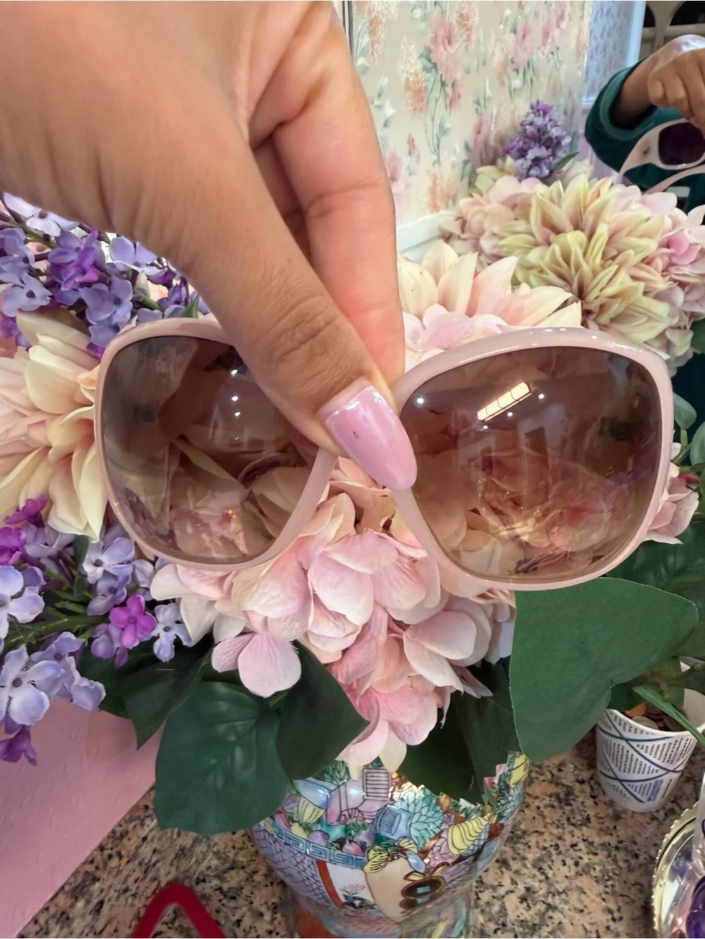 Y2K Women’s Pink Sunglasses with Gold Medallion Accent